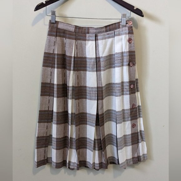 Vintage Pleated  Plaid Skirt - Picture 1 of 7